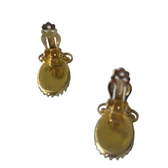 Vintage Brooch and Clip Earrings Set Green and Aqua Rhinestone rare 1960s - Picture 6 of 13